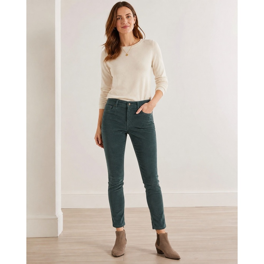 Boden The Soho Skinny Jeans Women's 10P Green Corduroy Ankle Pants Petite